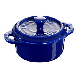 Mini Cocotte 10 cm, rund, Dunkelblau, Keramik