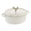 Cast Iron, 5.75 qt, Oval, Coq Au Vin Dutch Oven, Pure White, small 1