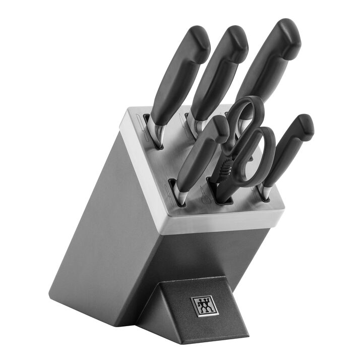 VIER STERNE, 7-tlg, Selbstschärfender Messerblock, Anthrazit, large 1
