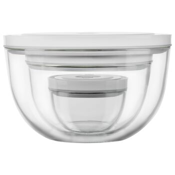 Vacuum bowl set S/M/L / 6-par&ccedil;a, Cam, şeffaf-beyaz,,large 6