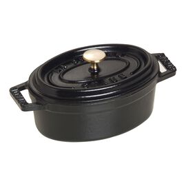 Mini Cocotte 11 cm, oval, Schwarz, Gusseisen