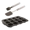 Stampo per cupcake e muffin & accessori, 3-pz. / 20/28 cm, nero / argento, Acciaio, small 1