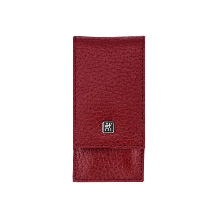 CLASSIC, 3-pcs Leather Snap fastener case red, large 2