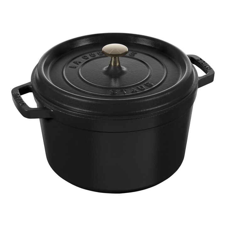La Cocotte, Cocotte tief 24 cm, rund, Schwarz, Gusseisen, large 1