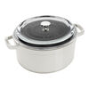 La Cocotte, Cocotte mit Glasdeckel 24 cm, rund, Weisser Tr&uuml;ffel, Gusseisen, small 1