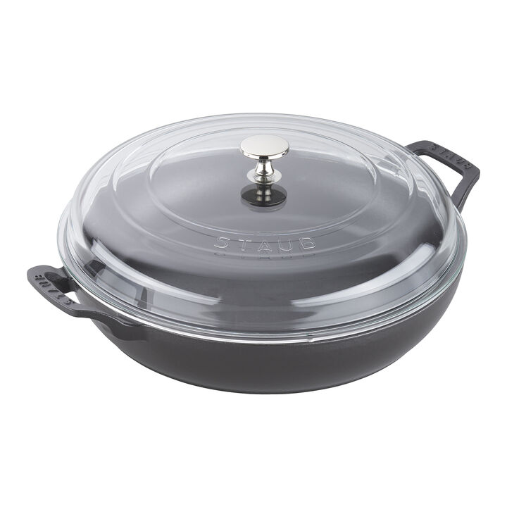 Cast Iron, 3.5 qt, Braiser With Glass Lid, Matte Black, large 1