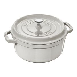 Cocotte 22 cm, redondo, Branco trufado, Ferro fundido