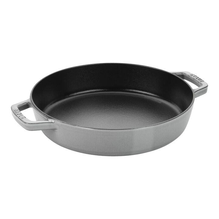 Pans, 20 cm / 8 inch cast iron Frying pan with 2 handles, graphite-grey, large 1