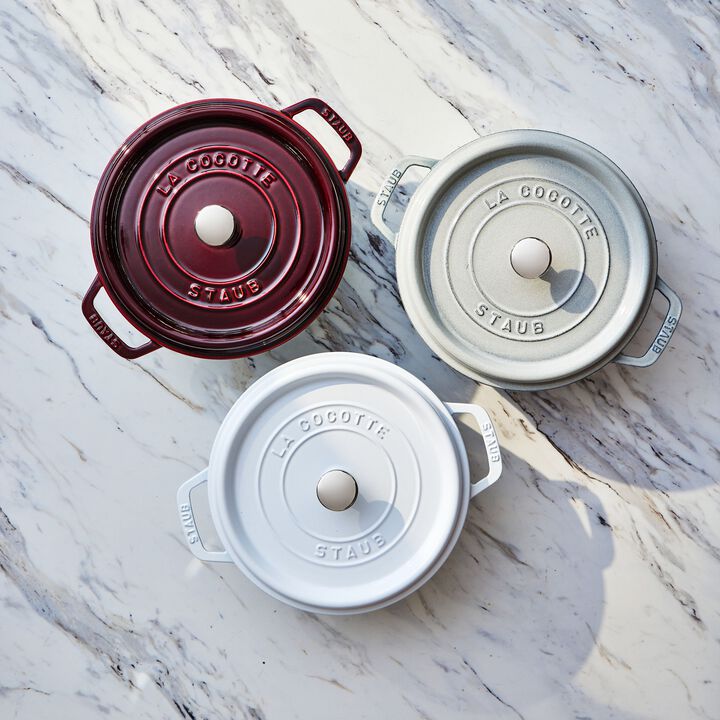 Cast Iron, 4 qt, Round, Dutch Oven, Pure White, large 3