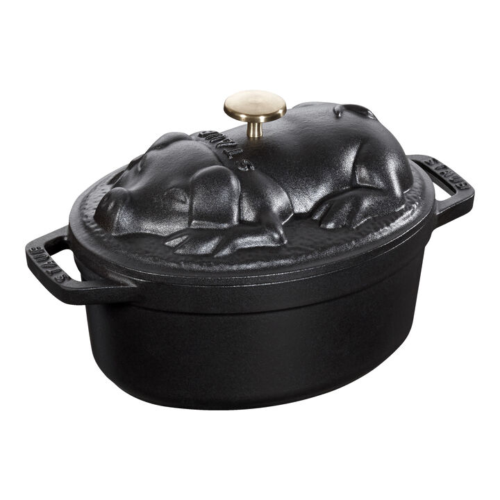 La Cocotte, Gryta grislock 17 cm / 1 l, Oval, Svart, Gjutjärn, large 4