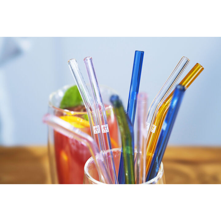 Sorrento Glassware, Glass Straw - Colored - Bent Set, large 2