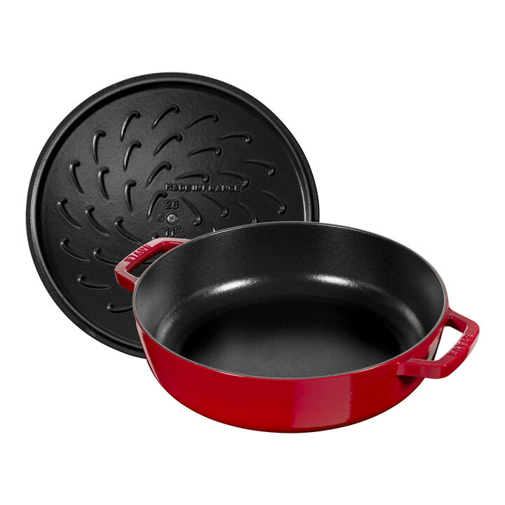 Braisers, 3.7 l cast iron round Saute pan Chistera, cherry, large 4