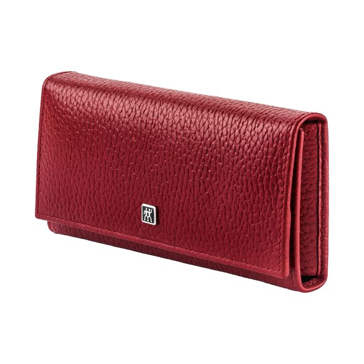 CLASSIC, 5-pcs Leather Snap fastener case red, large 3