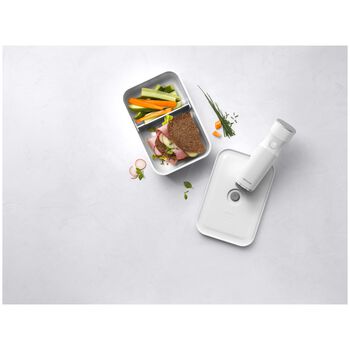 Vakumlu Yemek Taşıma Kabı, L, Plastik, Beyaz-Gri,,large 5