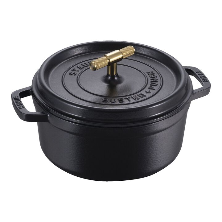 La Cocotte, Cocotte Buster+Punch 24 cm, rund, Schwarz, Gusseisen, large 1