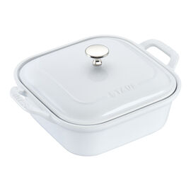 9-inch, Square, Covered Baking Dish, White