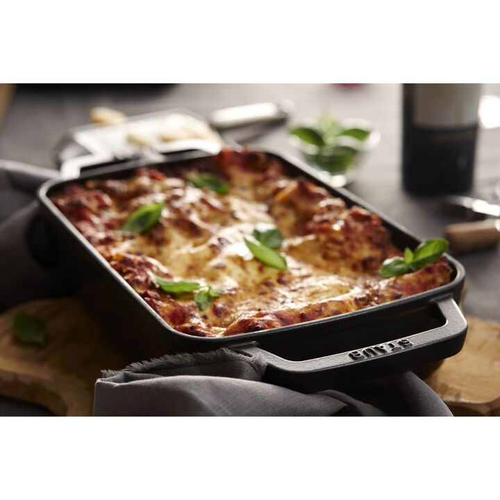 Cast Iron, 12-x 8-inch, Rectangular, Roasting Pan, Matte Black, large 3