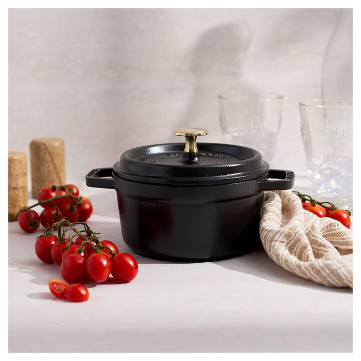 La Cocotte, 1.25 l cast iron round Cocotte, black, large 2