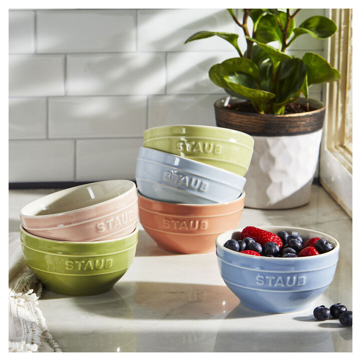 Ceramique, 12 cm / 6 Piece ceramic bowl set in macaron colours, mixed Colours, large 2