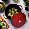 La Cocotte, 4.8 l cast iron round Essential French Oven with Snake Lid, cherry, small 9