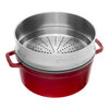 La Cocotte, Cocotte con vaporera 26 cm, redondo, Cereza, Hierro fundido, small 3