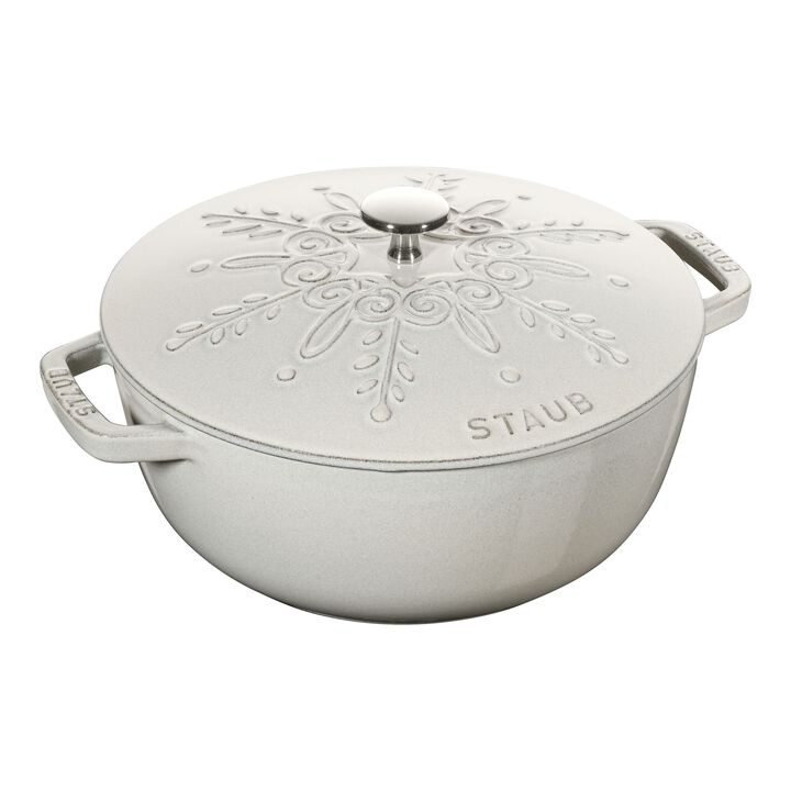 La Cocotte, 24 cm round Cast iron French oven snowflake white truffle, large 1