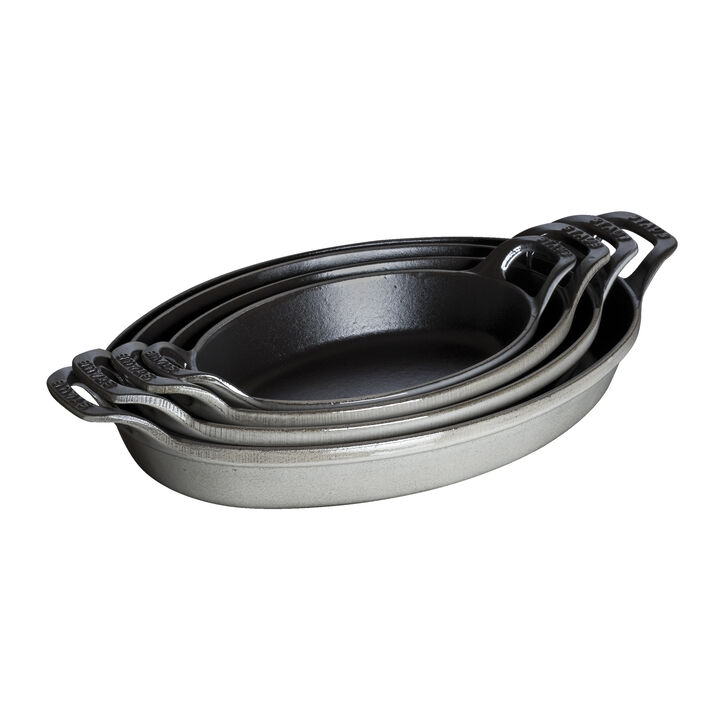 Cast Iron, 8.25 inch, Oval, Gratin Baking Dish, Graphite Grey, large 1