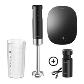 Kabelloser Stabmixer mit digitaler K&uuml;chenwaage, 4-tlg., Schwarz