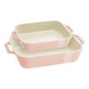 Stoneware, 2-pc, Rectangular Baking Dish Set Macaron, Light Pink, small 1