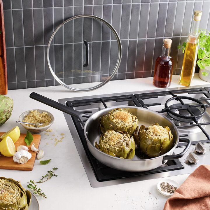 Milano Stainless Steel, 4 qt, Stainless Steel, Saute Pan With Lid, large 2