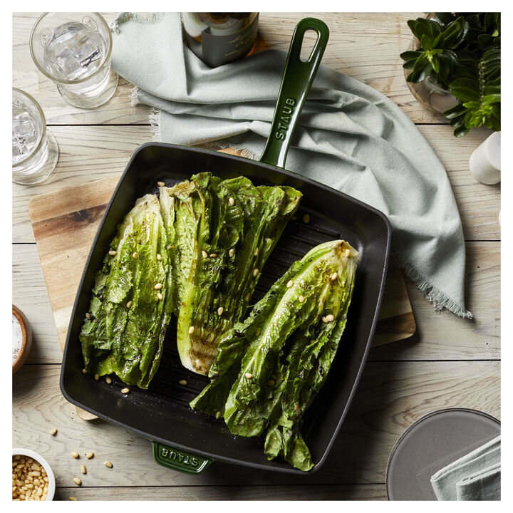 Cast Iron, 12-inch, Cast Iron, Square, Grill Pan, Basil, large 2