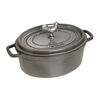 Cast Iron, 5.75 qt, Oval, Coq Au Vin Cocotte, Graphite Grey, small 3