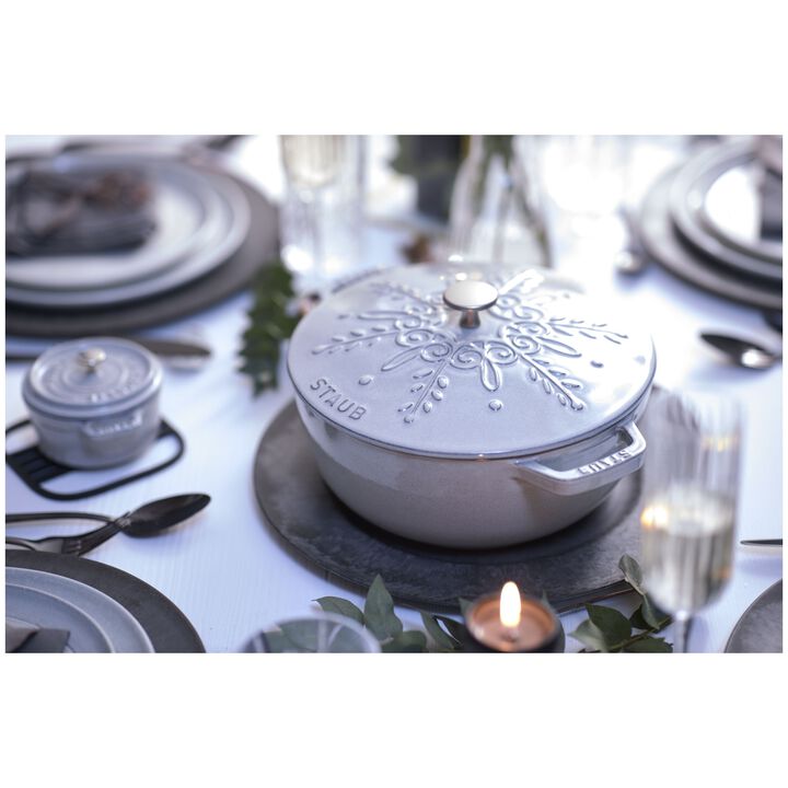 La Cocotte, 24 cm round Cast iron French oven snowflake white truffle, large 4