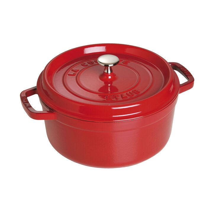 Cast Iron, 5.5 qt, Round, Dutch Oven, Cherry, large 1