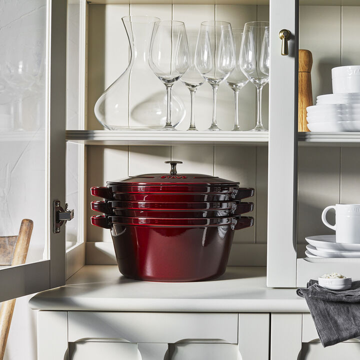 Cast Iron, 4-pc Stackable Cookware Set, Grenadine, Cast Iron , large 3