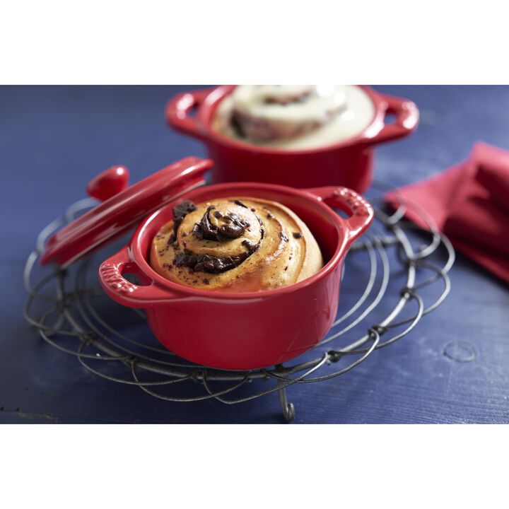 Ceramique, 3 Piece ceramic Cocotte set, cherry, large 4