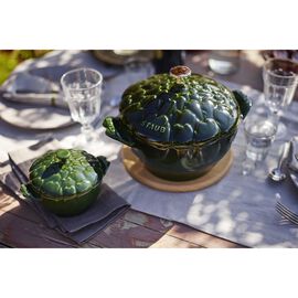 Cocotte 22 cm, Artischocke, Basilikum-Grün, Gusseisen