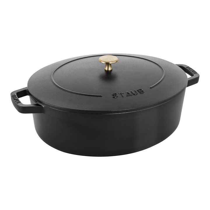 Cast Iron, 6.25 qt, Wide Oval Dutch Oven, Matte Black, large 1