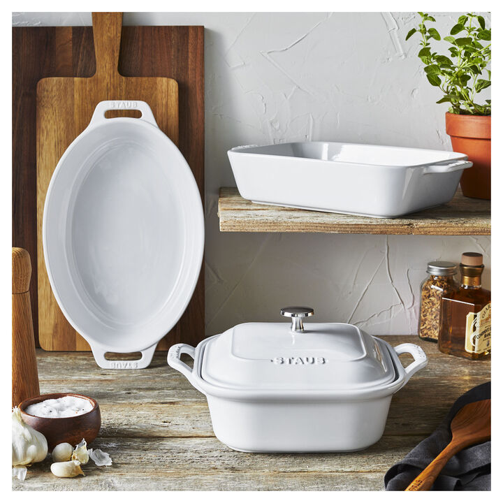Stoneware, 4-pc, Mixed Baking Dish Set, White, large 2