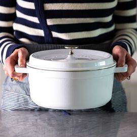 24 cm round Cast iron Cocotte pure-white