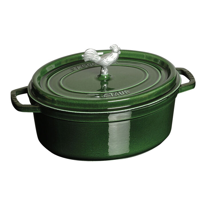Cast Iron, 5.75 qt, Oval, Coq Au Vin Dutch Oven, Basil, large 1