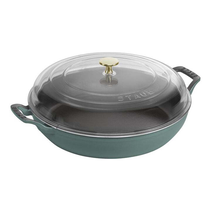 Cast Iron, 3.5 qt, Braiser With Glass Lid, Eucalyptus, large 1