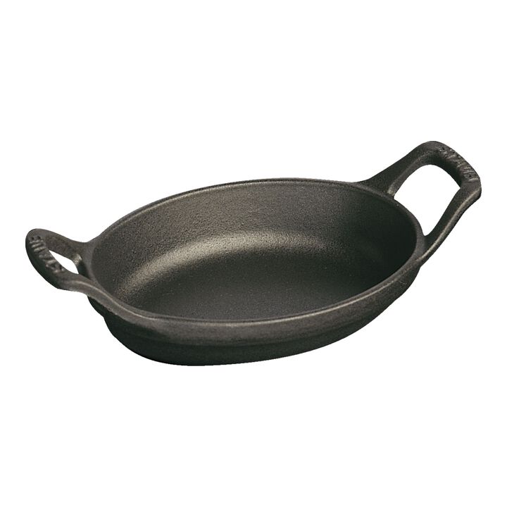 Cast Iron, 6-inch, Oval, Mini Gratin Baking Dish, Matte Black, large 1