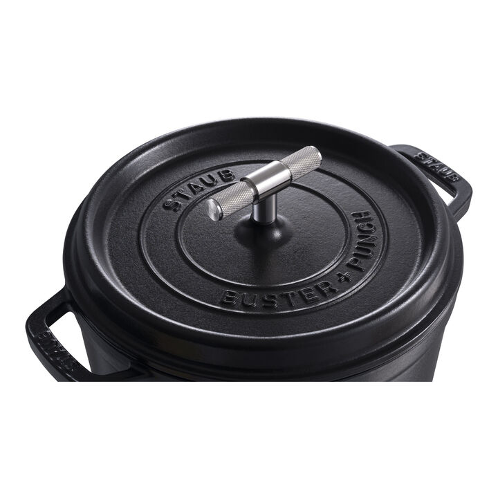 La Cocotte, Cocotte Buster+Punch 24 cm, rund, Schwarz, Gusseisen, large 3