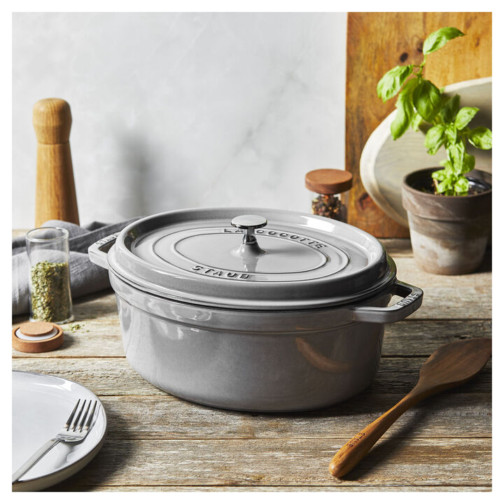 La Cocotte, Cocotte ovale - 31 cm, Colore grigio grafite, large 2