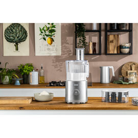 Hochleistungsstandmixer Pro mit Food Processor, Silber-Weiß