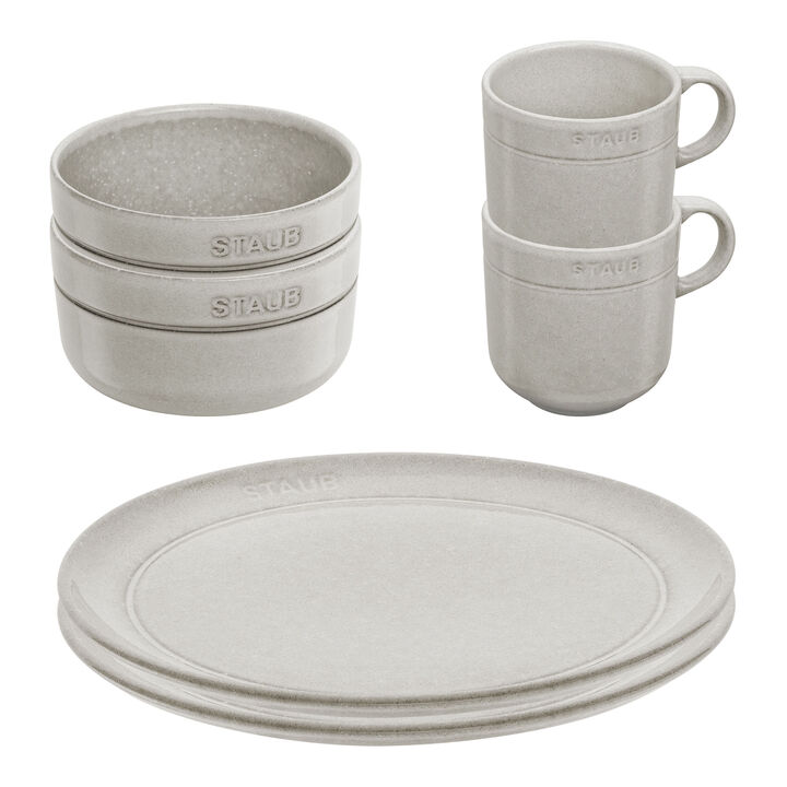 Dining Line, Tassen, Teller & Schüssel Set, 6-tlg. / 350 ml/20/12 cm, Weisser Trüffel, Keramik, large 1