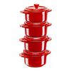 Cocotte Set 4-tlg, rund, Kirsch-Rot, Keramik