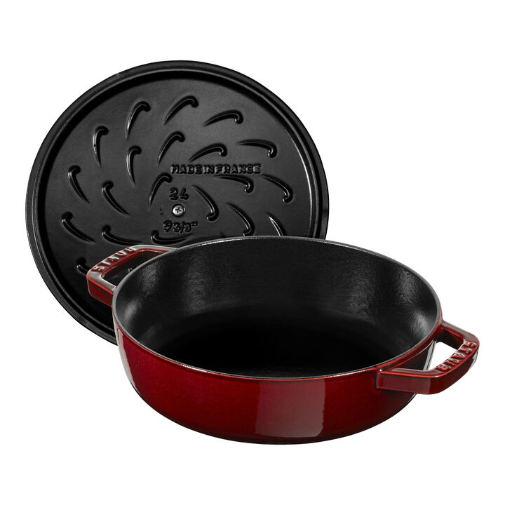 Braisers, Bräter mit Chistera Drop-Structure 28 cm, rund, Grenadine-Rot, Gusseisen, large 2