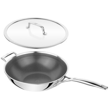 Wok Tava Kapaklı | 18/10 Paslanmaz &Ccedil;elik | Metalik Gri | 30 cm,,large 3